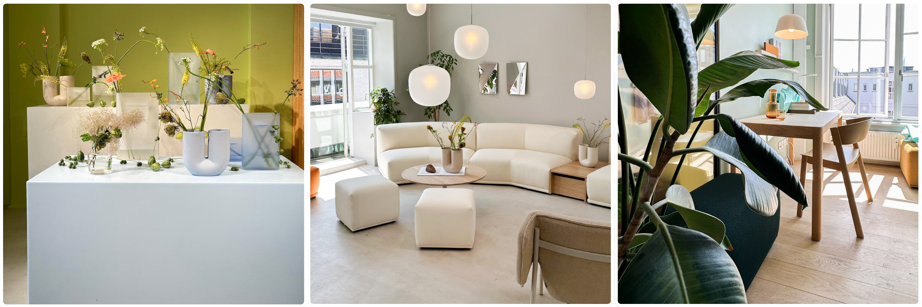 Muuto vases, sofas and desk